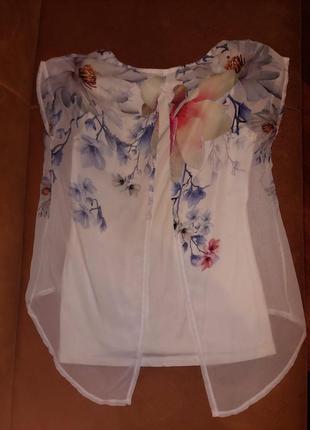 Шикарная блузка туника с шелковым верхом в цветы4 фото