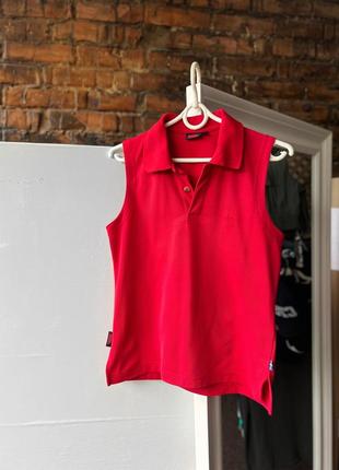 Fjallraven vintage women’s red sleeveless button polo shirt поло