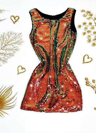 Платье золотое из двухсторонней пайетки для стильной девочки