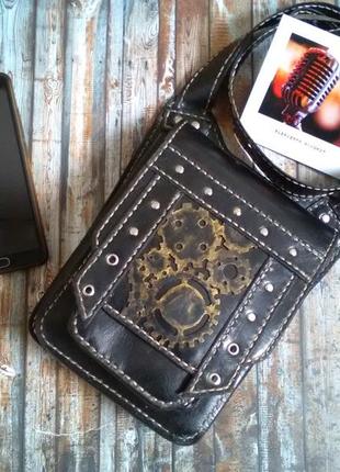 Кожаная сумочка-планшетка ручной работы3 фото