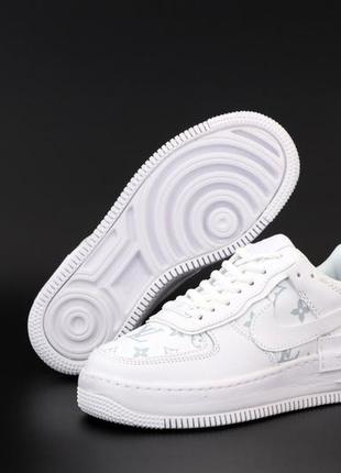 Жіночі кросівки air force 1 low shadow louis vuitton white (найк аїр форс шедоу луї вуіттон (40)