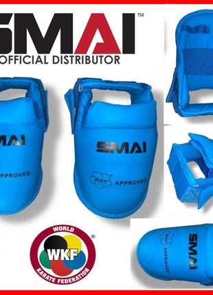 Фути сині для карате smai p102 на ноги захист стопи wkf approved для єдиноборств1 фото