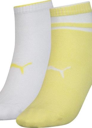 Носки puma women's short structure 2-pack 35-38 white/yellow 103002001-013