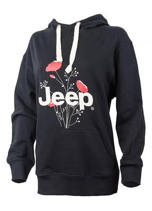 Женское худи jeep hooded oversize sweatshirt botanical print черный xs (o102606-b000 xs)