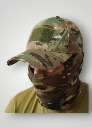 Кепка мультикам камуфляжна тактична з лепучками