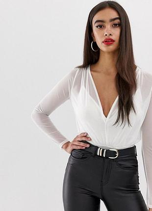 Білий боді 2 в 1 з маєчкою boohoo