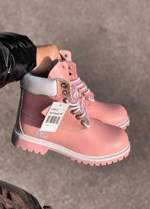 Шикарные женские  демисезонные ботинки timbarland pink4 фото
