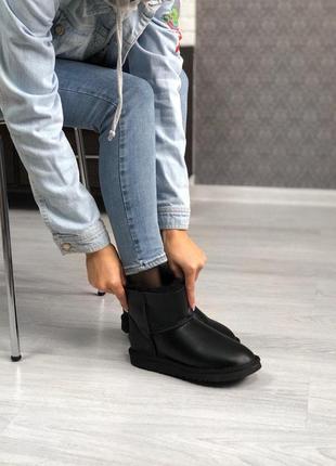 Шикарные женские кожаные зимние угги/ сапоги ugg zip black 😍 {с мехом}2 фото