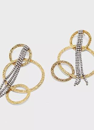 Трендові сережки кільця/кристали/золотий/сріблястий