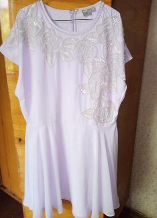 Красивое, легкое шифоновое платье от asos с пайетками и жемчужинками2 фото
