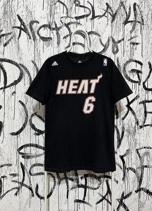 Футболка nba adidas miami heat, оригінал, lebron james, kobe, велике лого, зручна, спортивна, мяка