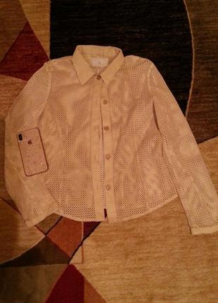 Эксклюзивнейшая кожаная блуза рубашка сетка rosenberg & lenhart