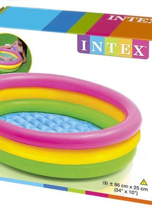 Intex бассейн 58924 np "радуга" (6) размером 86х25см, объём:51л, вес: 0,55кг, от 1 до 3 лет1 фото