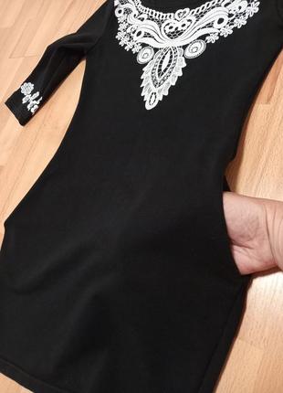 Туника мини-платье чёрное с узором.8 фото