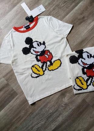 Футболка mickey mouse zara розмір s. m нова колекція малюнок вишивка1 фото