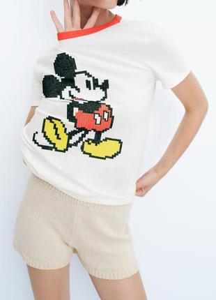 Футболка mickey mouse zara розмір s. m нова колекція малюнок вишивка6 фото