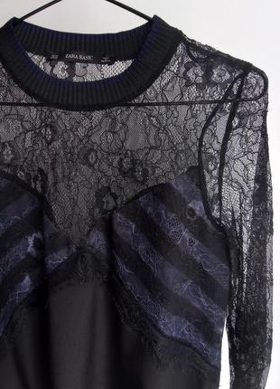 Чорне коротке плаття сукня з мереживом від зара zara, s/m4 фото