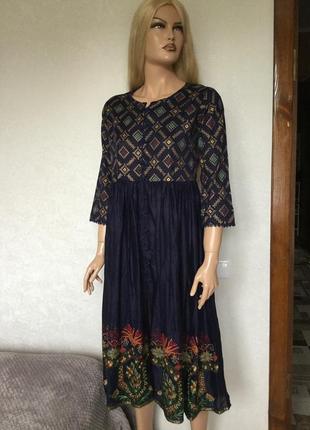 Сукня міді з вишивкою з найтоншої бавовни етно бохо simrans розмір м1 фото