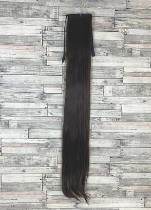 4140 накладний хвіст каштановий коричневий No4 80 см зі штучного волосся на стрічках прямий1 фото