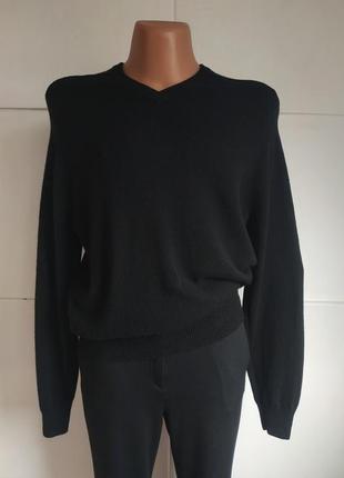 Теплый шерстяной мужской свитер marks& spencer базового черного цвета3 фото