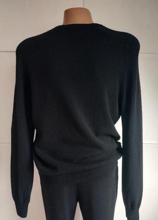 Теплый шерстяной мужской свитер marks& spencer базового черного цвета4 фото