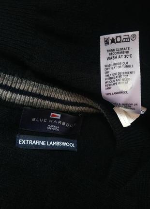 Теплый шерстяной мужской свитер marks& spencer базового черного цвета5 фото