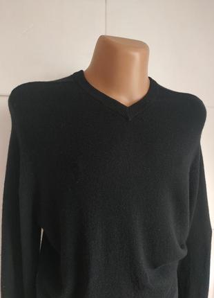 Теплый шерстяной мужской свитер marks& spencer базового черного цвета7 фото