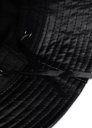 Кожаная панама женская/мужская стильная черная