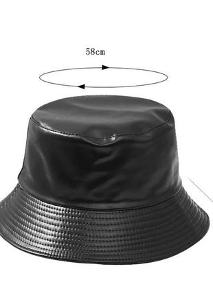Кожаная панама женская/мужская стильная черная