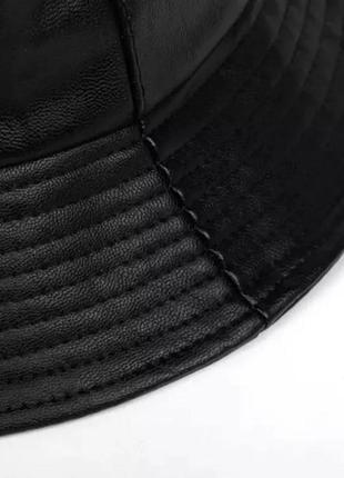 Кожаная панама женская/мужская стильная черная