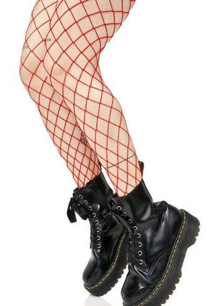 Колготки в сетку красные