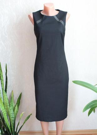 Идеальное платье футляр с кожаными вставками mango 36 размер с манго платье миди