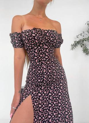 Стильное женское платье/платье длинная с разрезом сбоку, с цветочным принтом на лето-женскую одежду6 фото
