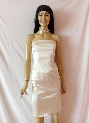 Брендове атласне плаття сукня вечірня  ніжне бежеве база базове нюд нюдове шикарне