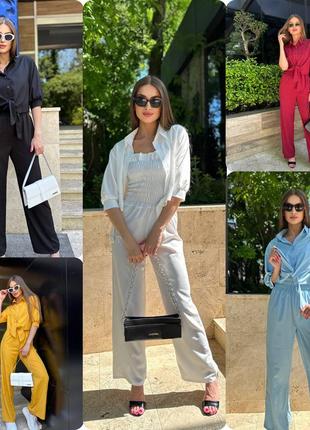 Новинка ! new collection!
літній жіночій комплект/костюм (комбінезон на бретелях+сорочка)😍
фото реал !
•модель# 1080
