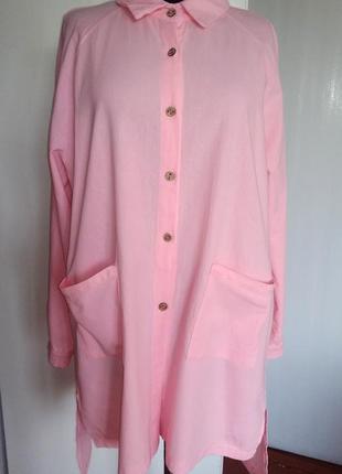 Рубашка платье свободного кроя с удлиненной спинкой