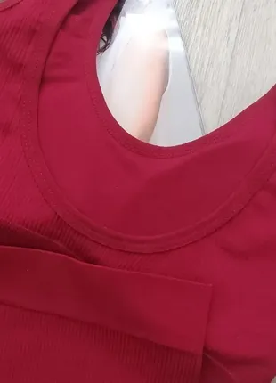 Жіночий комплект спідньої білизни в рубчик s/m/l бордовий (1440)2 фото