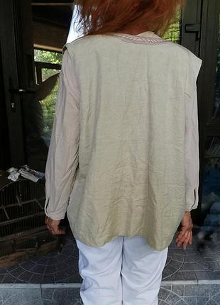 Віскоза льон жилетка з вишивкою вінтажна past times квіти безрукавка жилет5 фото