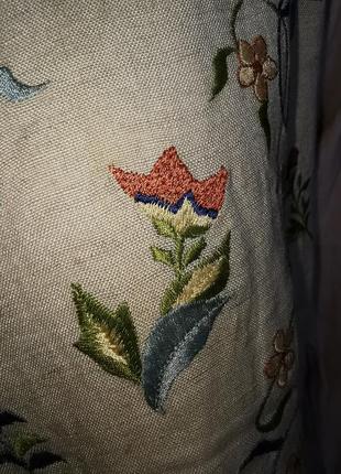Вискоза лен жилетка с вышивкой винтажная past times цветы безрукавка жилет4 фото
