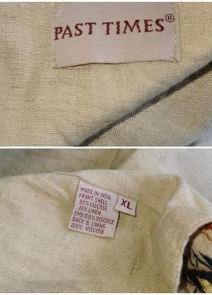 Віскоза льон жилетка з вишивкою вінтажна past times квіти безрукавка жилет6 фото