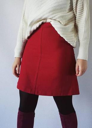 Юбка а-силуэта цвета вина