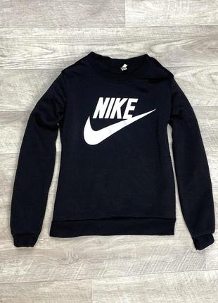 Nike кофта s размер подростковая флисовая чёрная с принтом хорошая