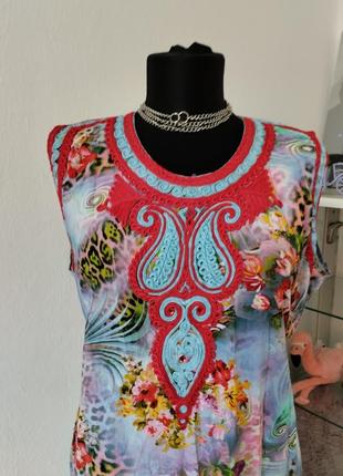 Стильна сукня/ сарафан максі, квітковий принт віскоза,з вишивкою ,батальна2 фото