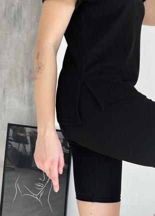 Женский летний костюм летний комплект футболка велосипедки женские шорты в рубчик легкий костюм футболка велосипедки2 фото