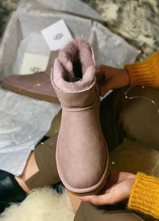 Ugg🔥угги женские зимние🔥розовые кожаные уги с пуговицей сапоги, мех, зима.4 фото