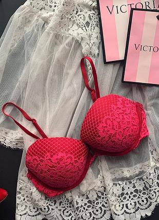 👙великолепный кружевной бордовый бюстгальтер victoria’s secret/марсаловый лифчик пуш ап👙