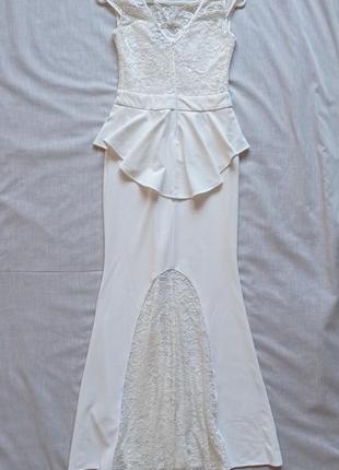 Праздничное свадебное платье с кружевом р. 405 фото