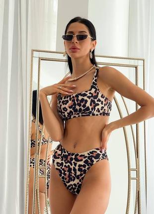 Стильный леопардовый купальник с застежками на бретельках/купатель на лето-женскую одежду8 фото