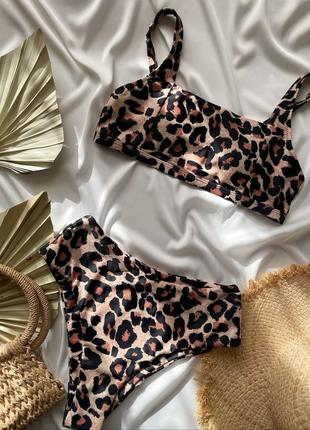 Стильный леопардовый купальник с застежками на бретельках/купатель на лето-женскую одежду9 фото