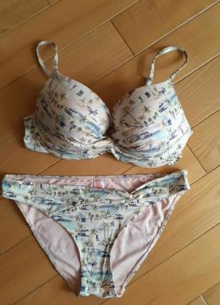 Фирменный одёжной купальник в принт фирмы ocean club primark 80d 85d 36d 38d